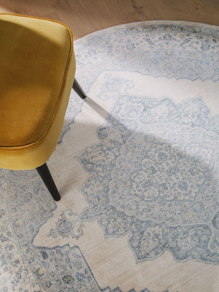 Viskoseteppich rund Haven Ø 160 cm rund Blau