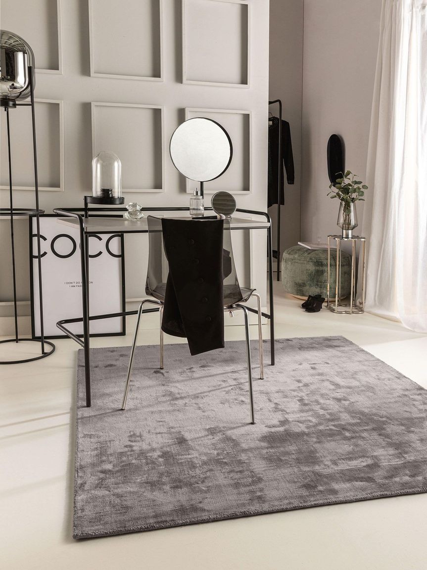 Viskoseteppich Nela 160x160 cm Grau