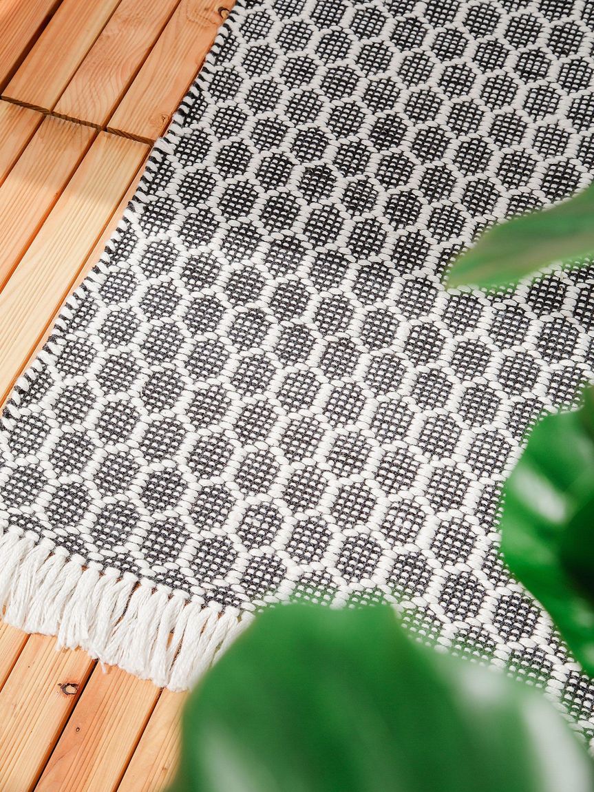Teppich Läufer aus recyceltem Material Mimpi 80x250 cm Weiß / Schwarz