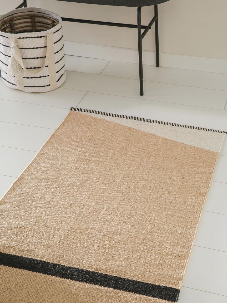 Baumwollteppich Läufer Lenny 70x200 cm Beige