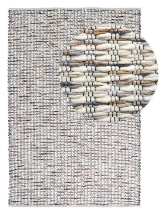 Wollteppich Grain Bunt / Grau