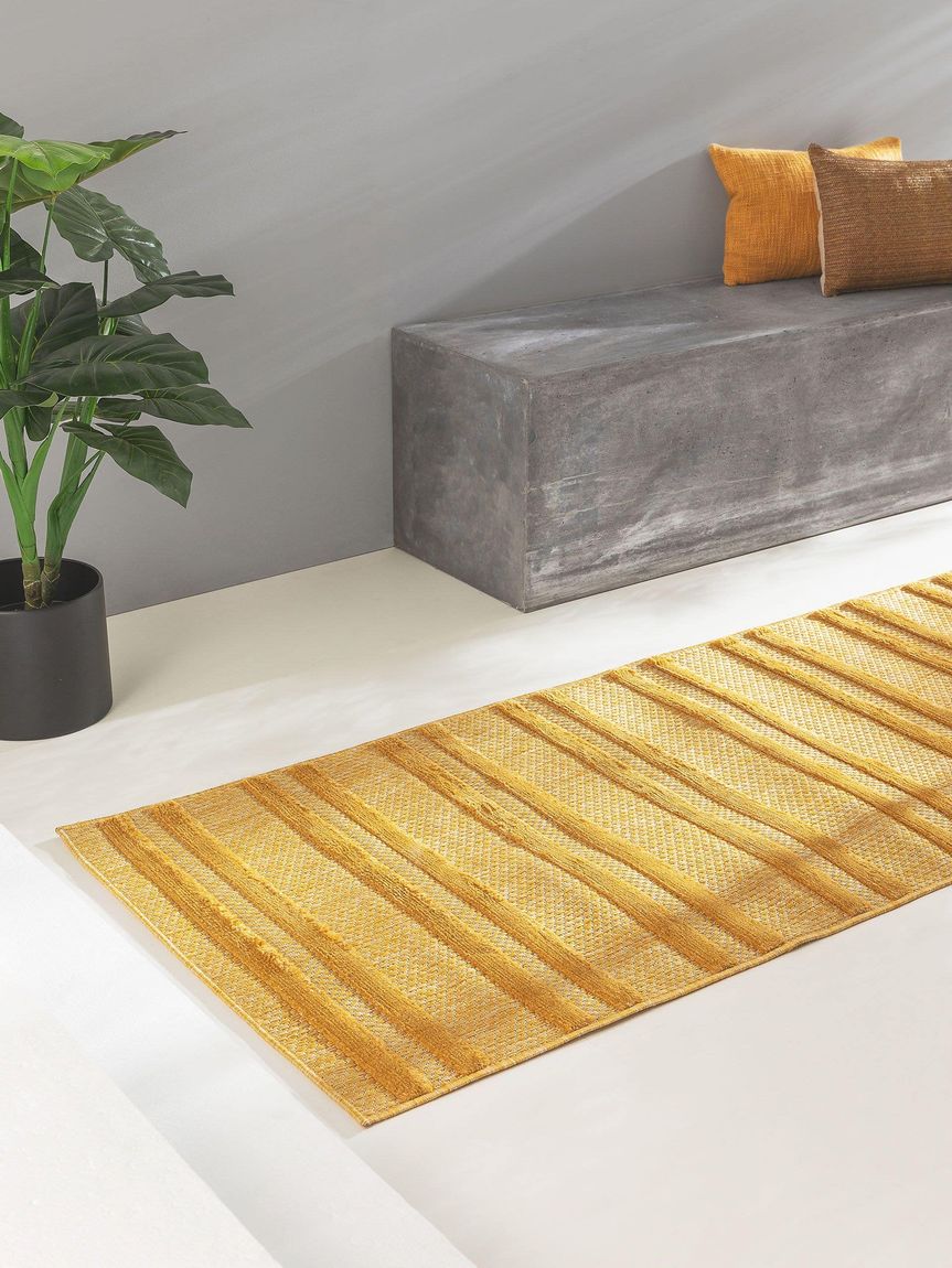 In- & Outdoor Teppich Bonte Läufer 75x220 cm Gelb
