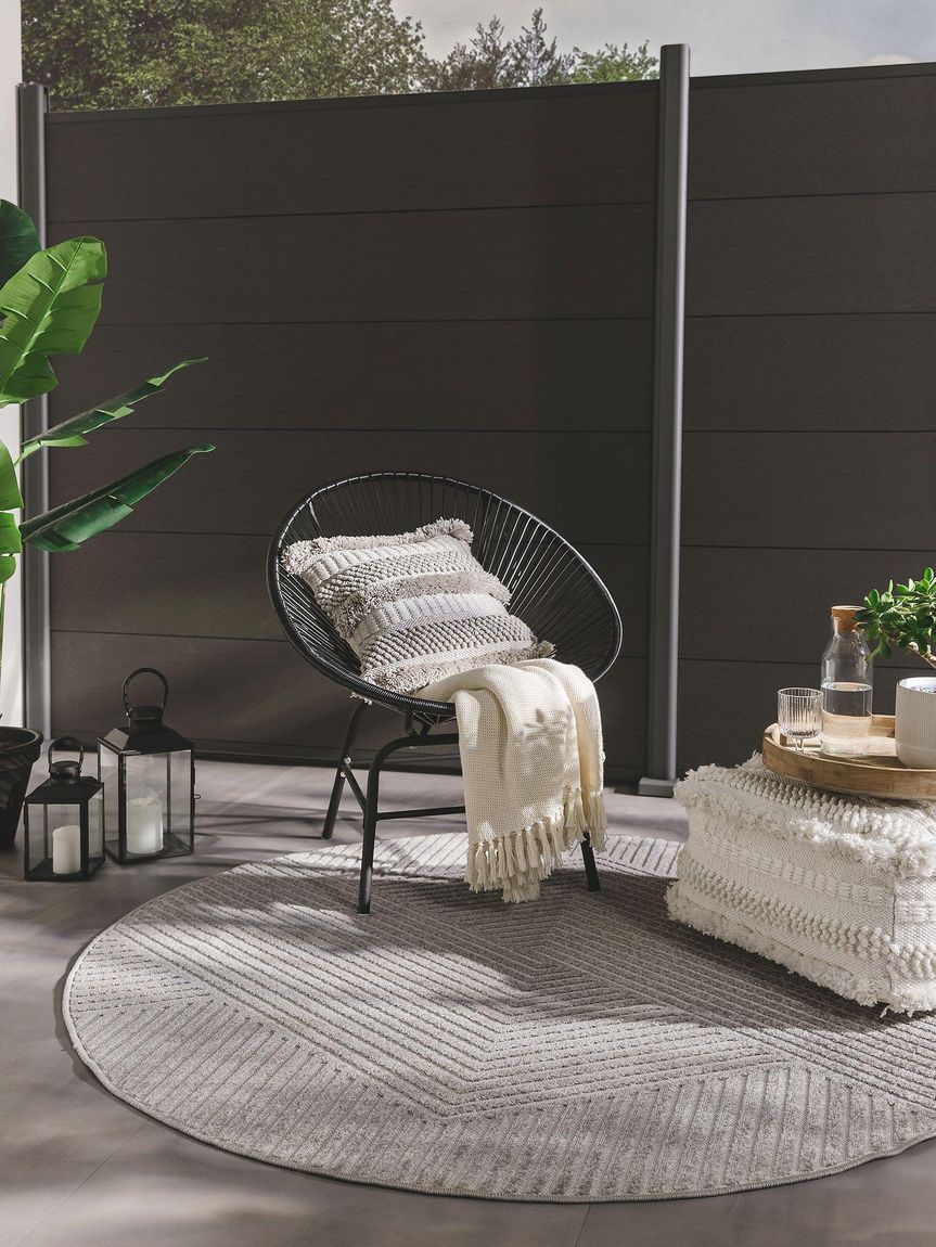 In- & Outdoor Teppich Mars Ø 160 cm rund Grau