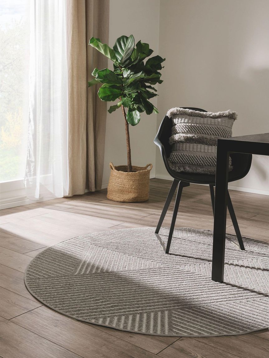 In- & Outdoor Teppich Mars Ø 160 cm rund Grau