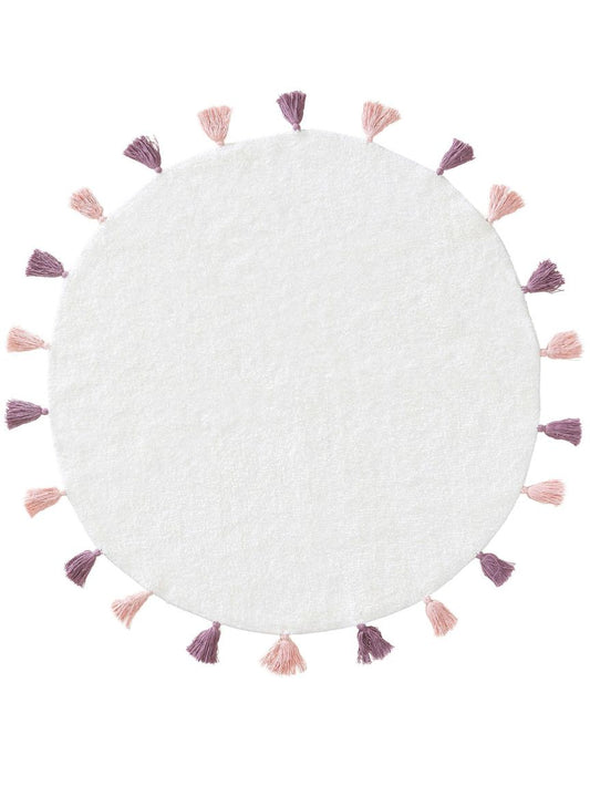 Waschbarer Kinderteppich rund Malu Rosa