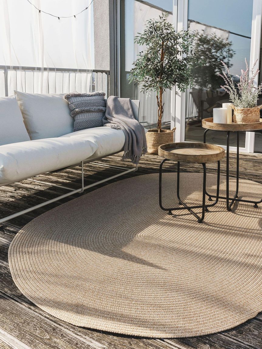 In- & Outdoor Teppich oval Nandi Beige