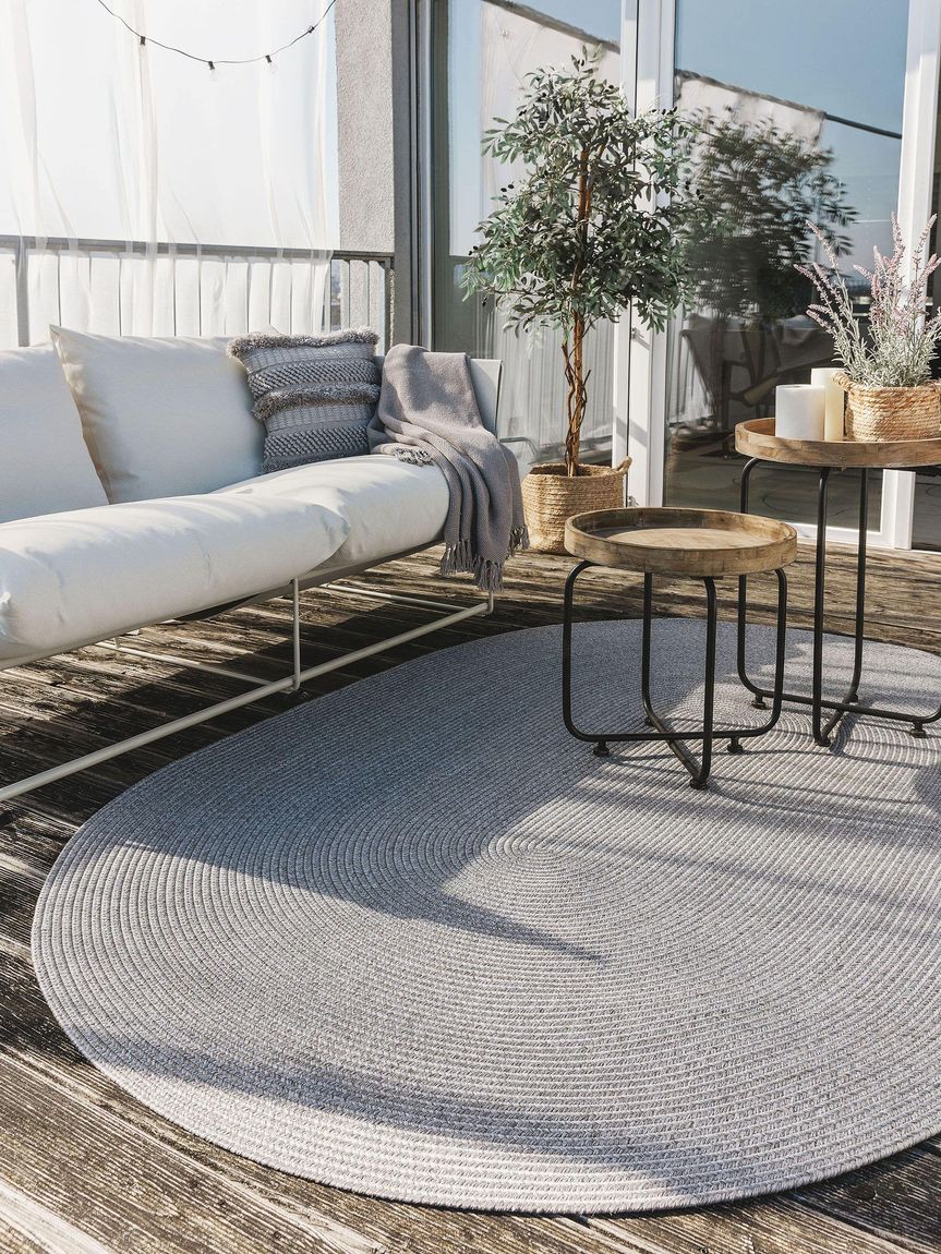 In- & Outdoor Teppich oval Nandi Grau - Voelpe