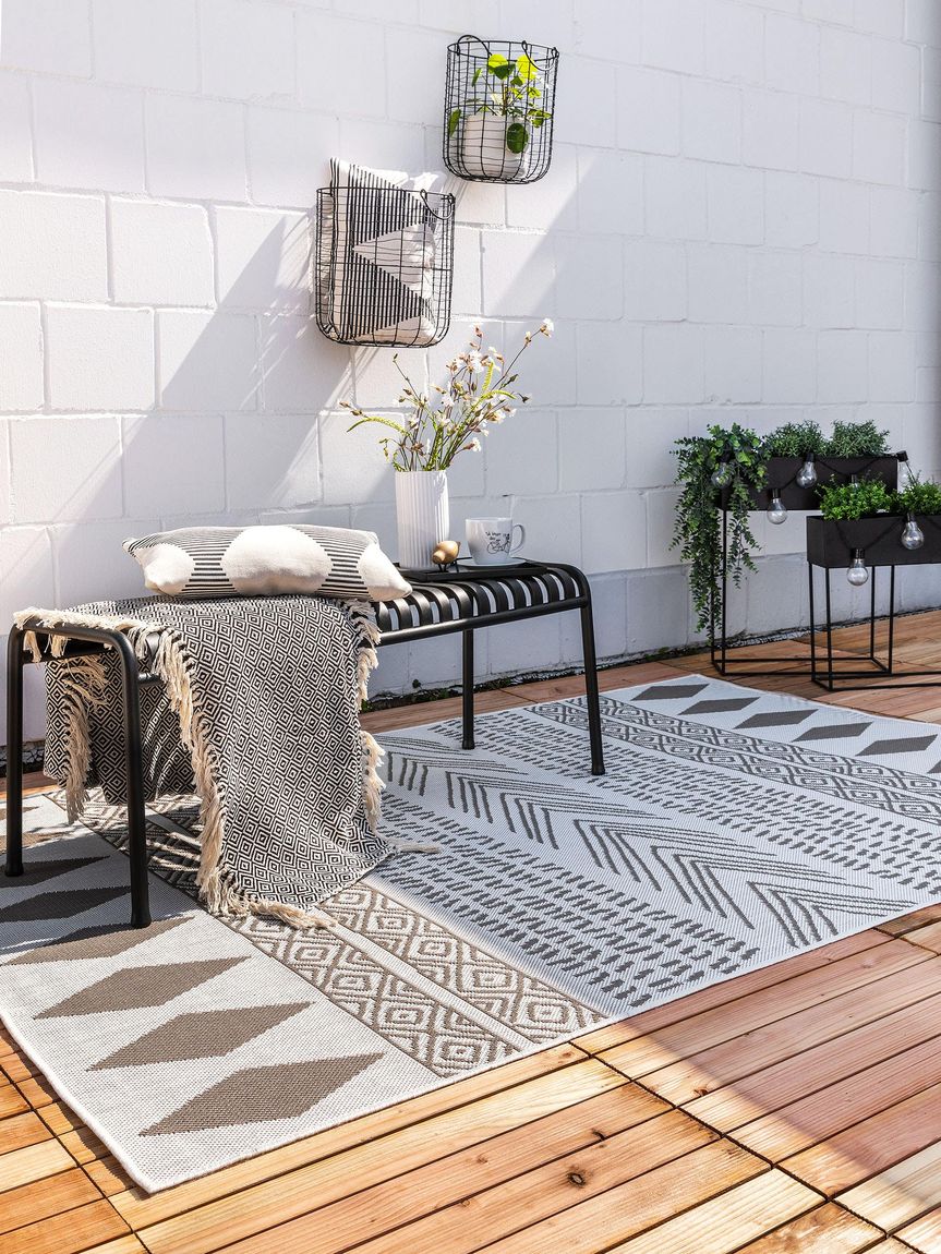 In- & Outdoor Teppich Nillo Grau / Taupe