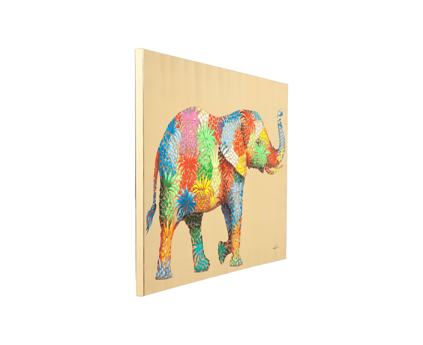 Leinwandbild Gemälde Flower Elefant 120x90 cm