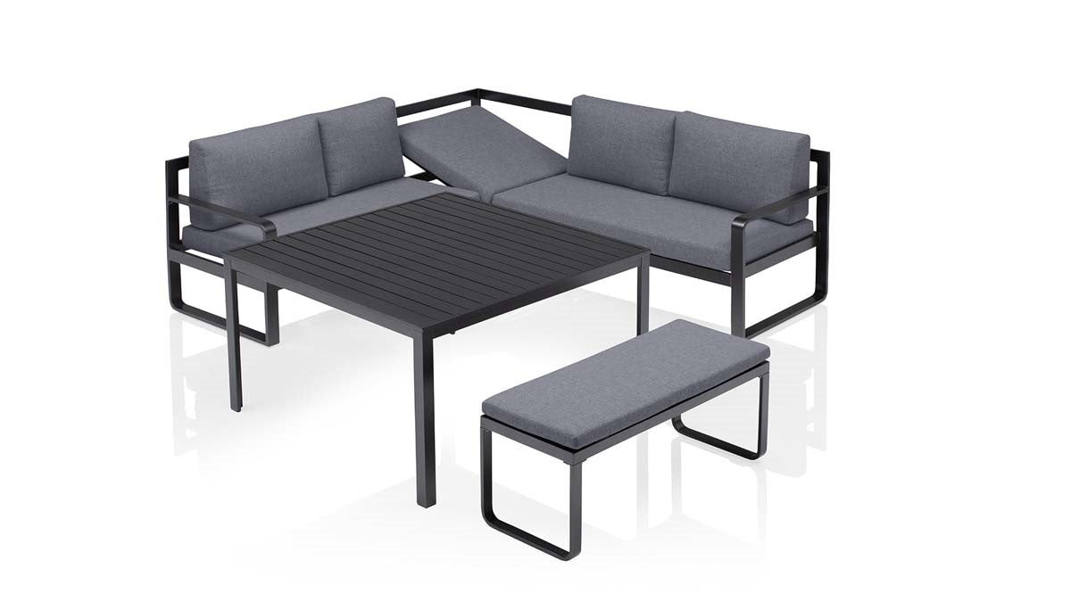 Kettler Gartenlounge 230x200 cm Essgruppe Anthrazit / Grau - Voelpe