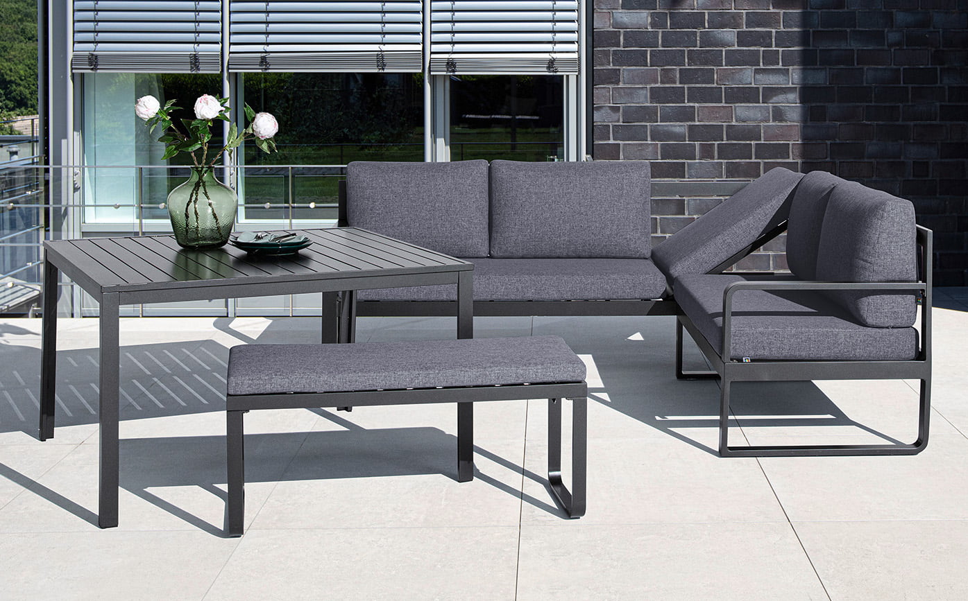 Kettler Gartenlounge 230x200 cm Essgruppe Anthrazit / Grau - Voelpe