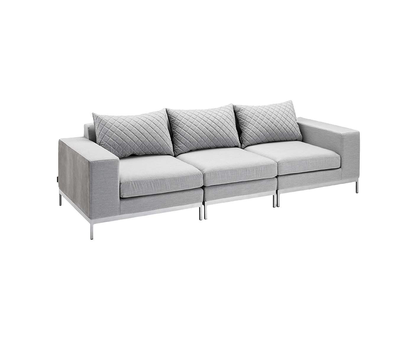 Kettler Gartenlounge 3-Sitzer Ego Modular mit Couchtisch 95 x 95 cm Silber / Sunbrella