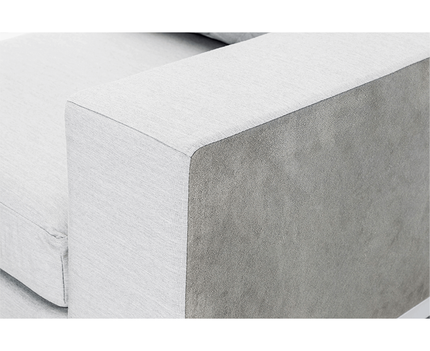 Kettler Ego Modular Endteil Links Silber / Hellgrau Sunbrella