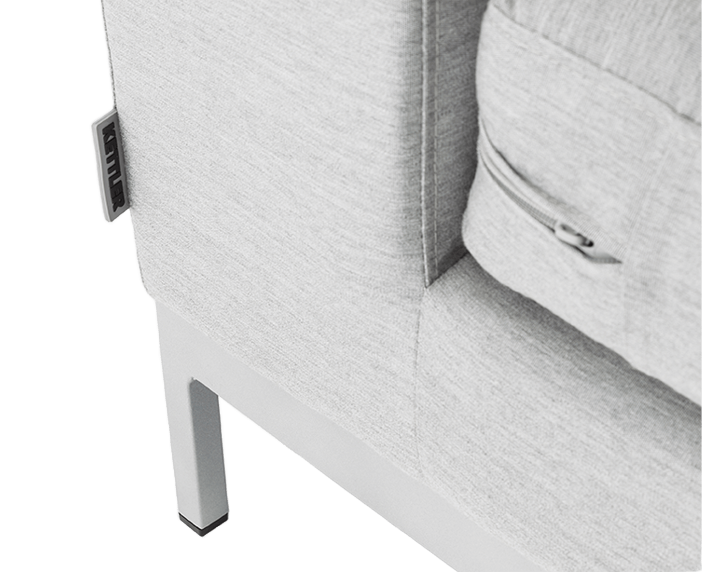 Kettler Ego Modular Endteil Links Silber / Hellgrau Sunbrella