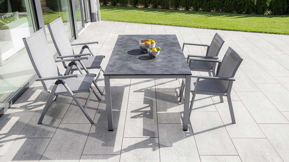 Kettler Cubic/HPL Gartentisch 160x95 cm Anthrazit / Silber - Voelpe