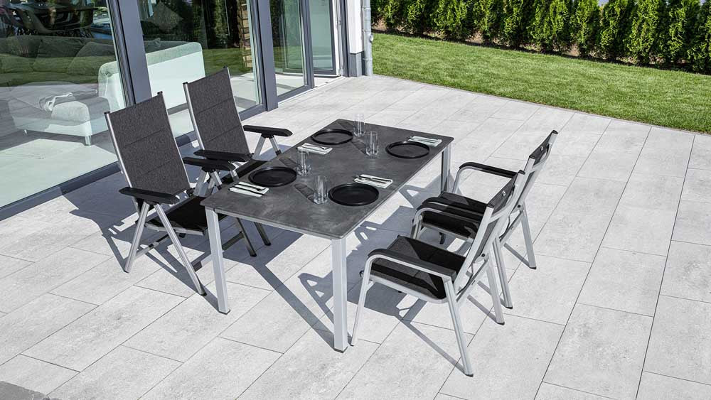 Kettler Basic Plus Padded Stapelsessel, montiert, Silber / Anthrazit