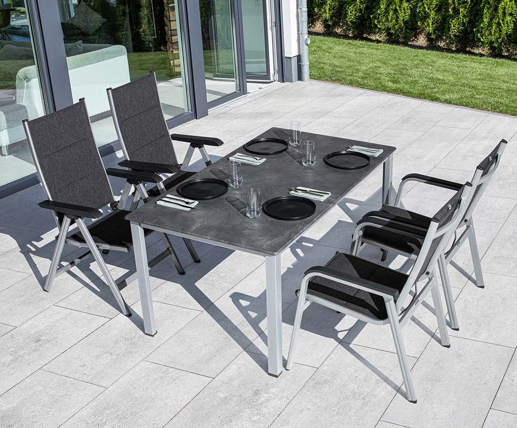 Kettler Cubic / Kettalit Gartenset 5tlg. Anthrazit / Silber - Voelpe