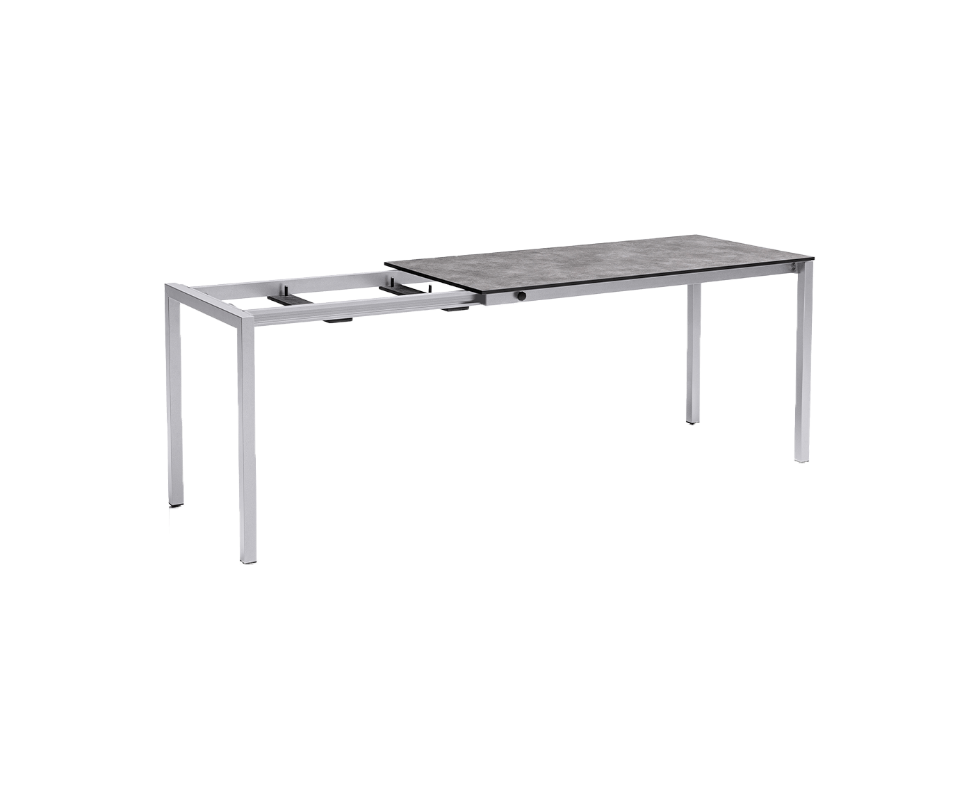 Kettler Gartenmöbelset 5-teilig, Diamond Stapelsessel, Gartentisch Cubic Ausziehtisch 140/210 x 70 cm Silber / Grau