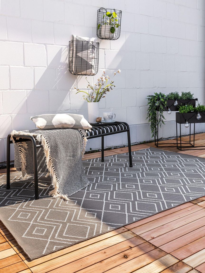 In- & Outdoor Teppich Nillo Grau / Taupe