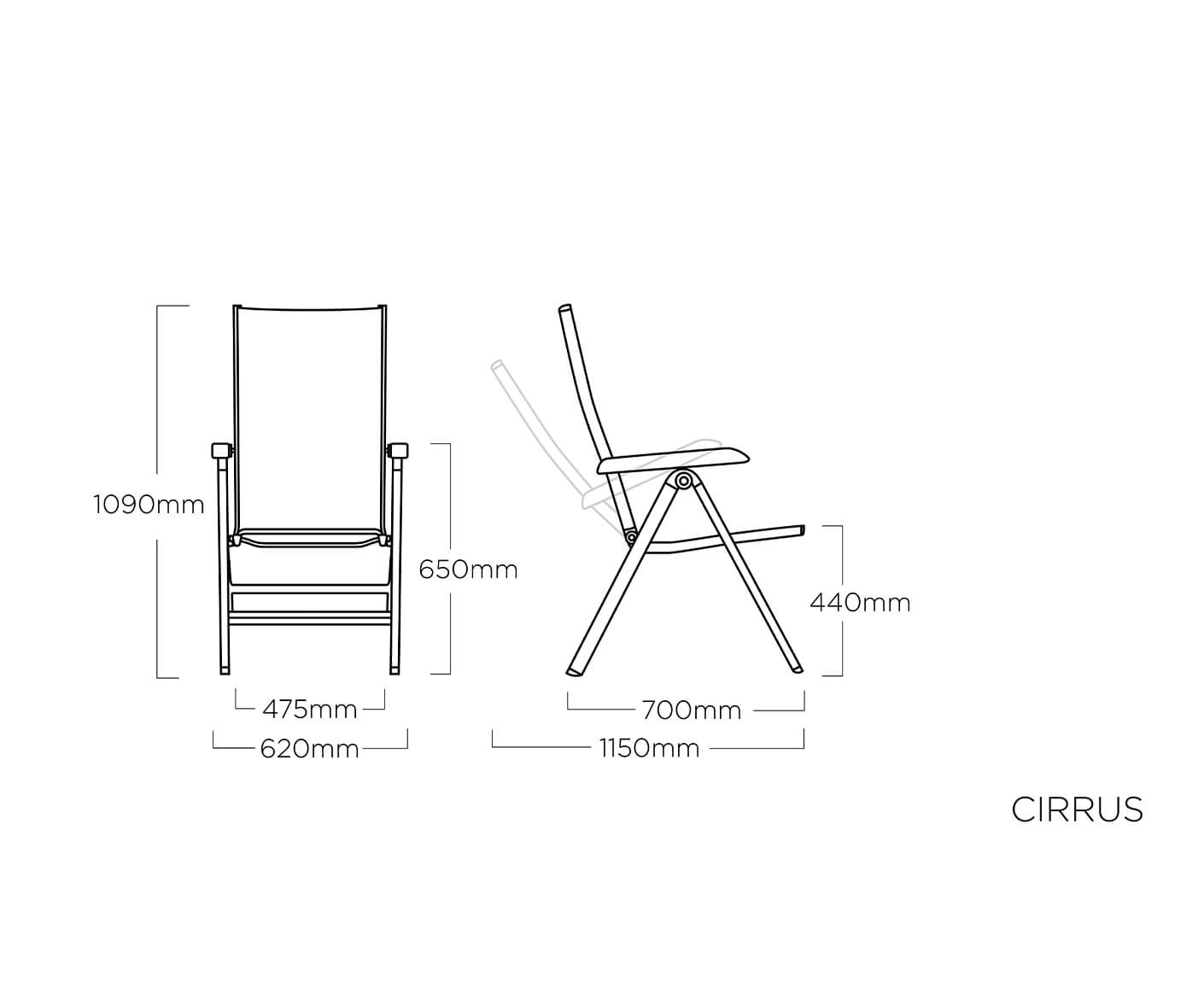 Kettler Gartenmöbelset 6-teilig, Cirrus Multipositionssessel, Gartentischgestell Edge mit Kettalux-Plus Tischplatte mit Schieferoptik 160 x 95 cm Anthrazit / Silber