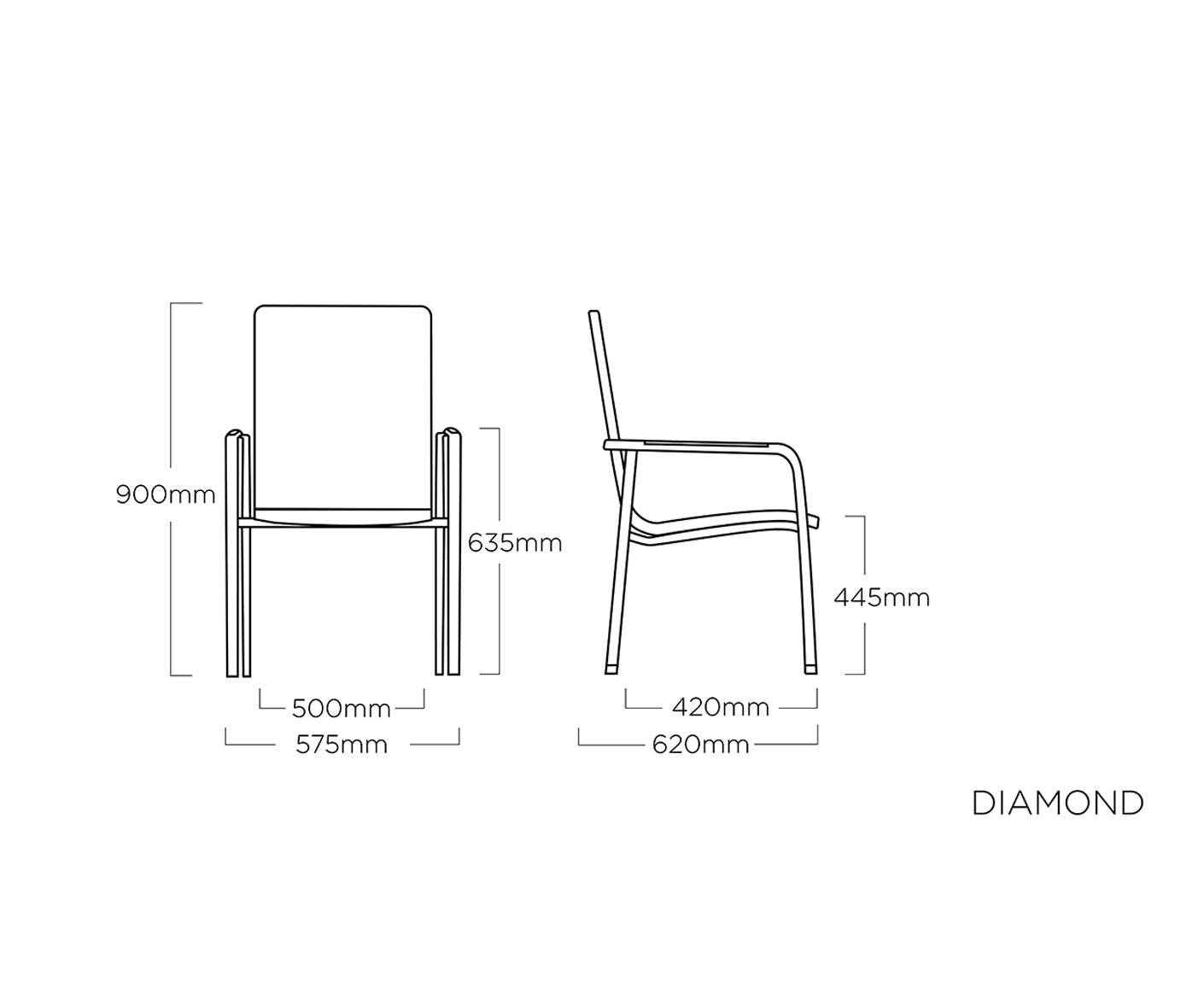 Kettler Gartenmöbelset 5-teilig, Diamond Stapelsessel, Gartentischgestell Diamond mit HPL Tischplatte 160 x 95 cm Silber / Anthrazit