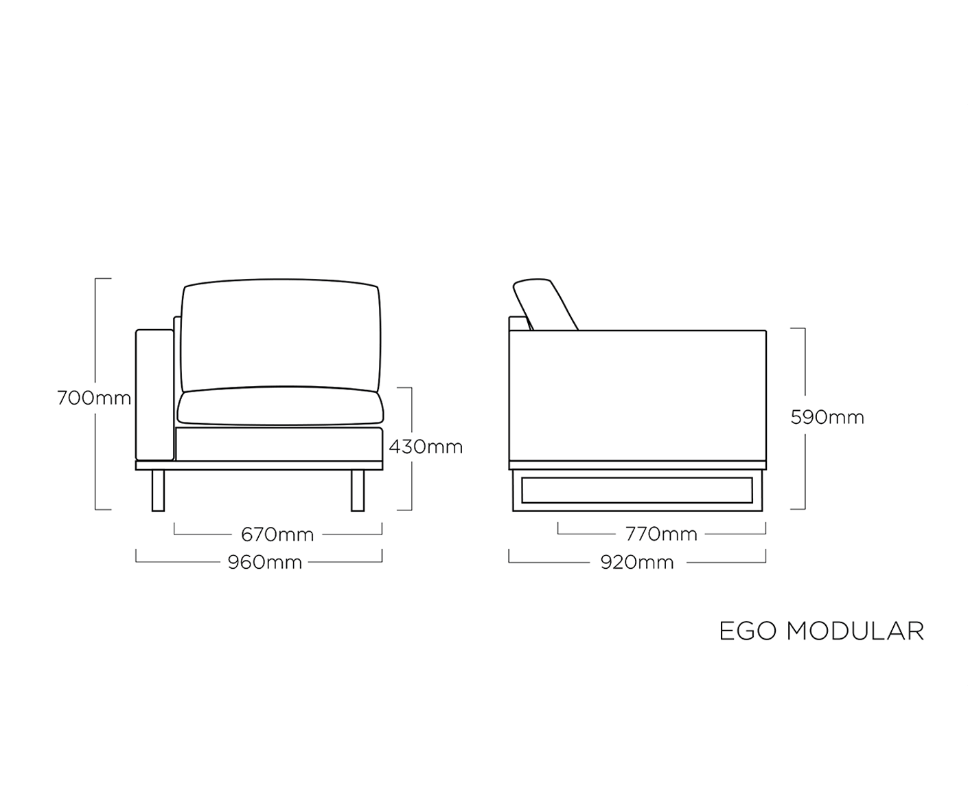 Kettler Ego Modular Gartenlounge 4-Sitzer Silber / Sunbrella