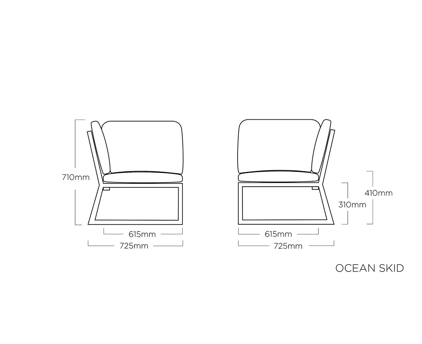 Kettler Gartenlounge Ocean Skid Ecklounge mit Gartentischgestell Skate Anthrazit-Teak / Hellgrau meliert