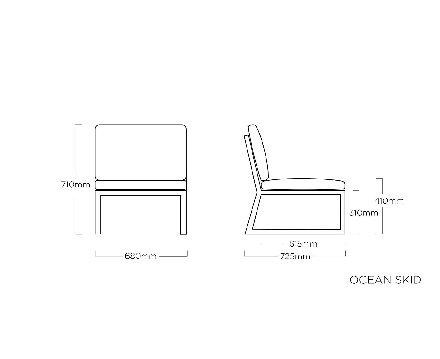 Kettler Gartenlounge Ocean Skid Ecklounge mit Gartentischgestell Skate Anthrazit-Teak / Hellgrau meliert