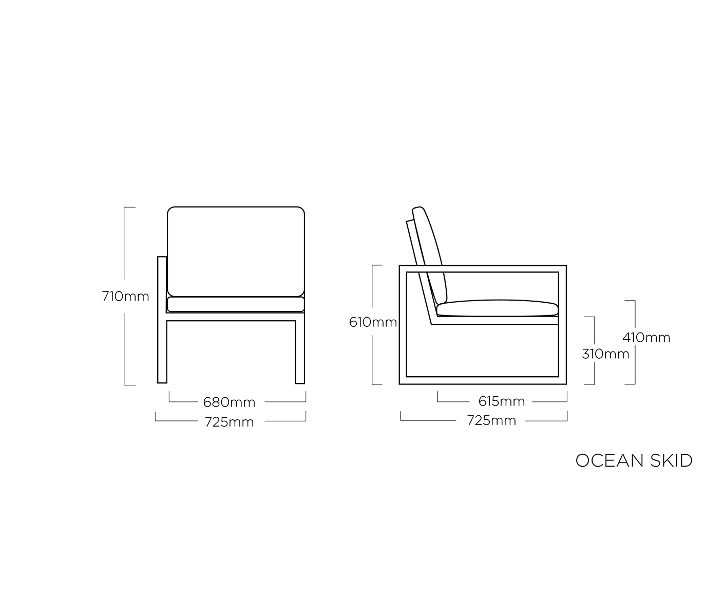 Kettler Gartenlounge Ocean Skid Ecklounge mit Gartentischgestell Skate Anthrazit-Teak / Hellgrau meliert