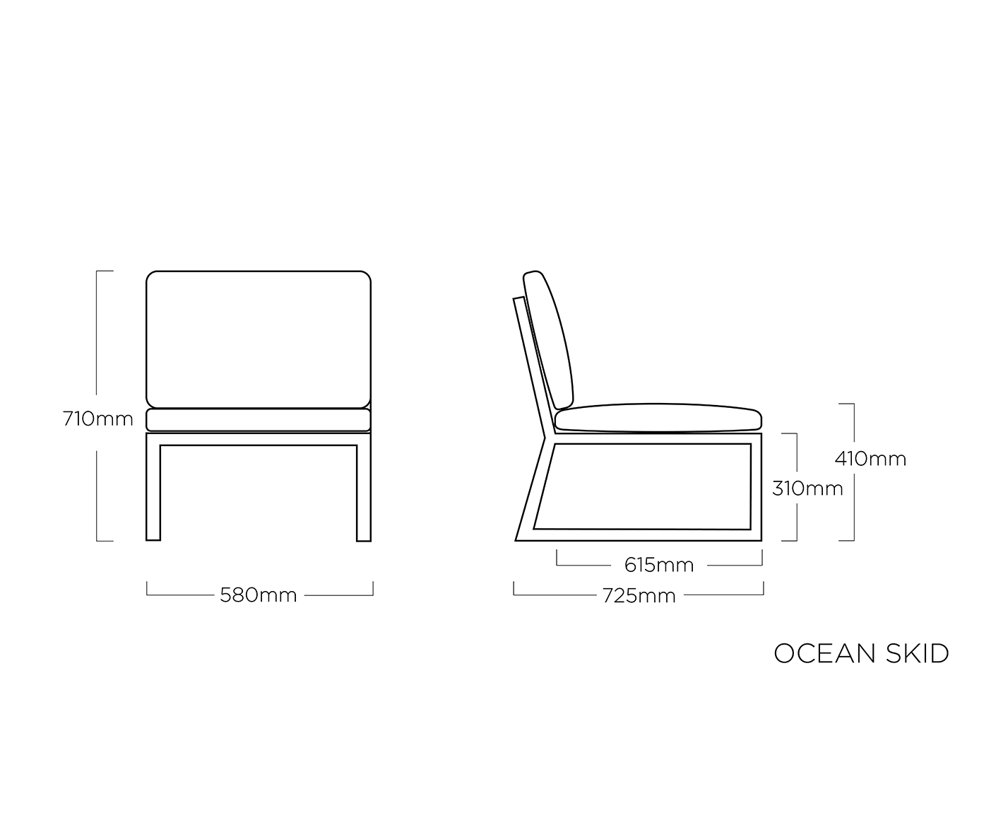 Kettler Gartenlounge Ocean Skid Ecklounge mit Gartentischgestell Skate Anthrazit-Teak / Hellgrau meliert