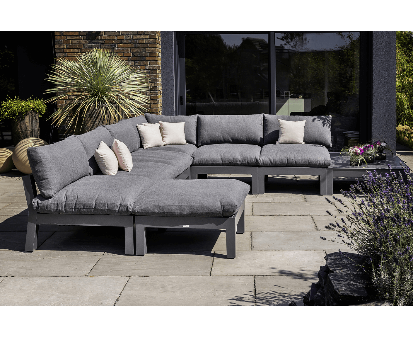 Kettler Gartenlounge Comfort Loungeset Outdoorsofa 6-teilig Anthrazit / Graphit