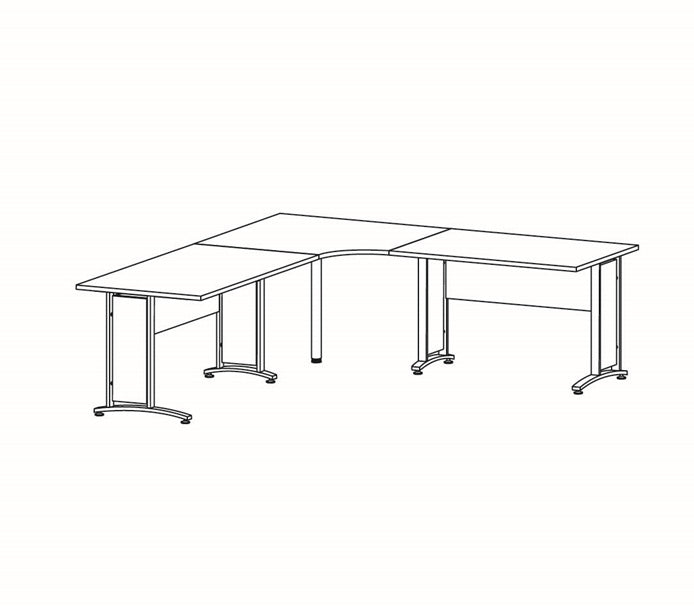 Prima Eckplatte 110 x 110 cm Quadratisch Ahorn / Silber