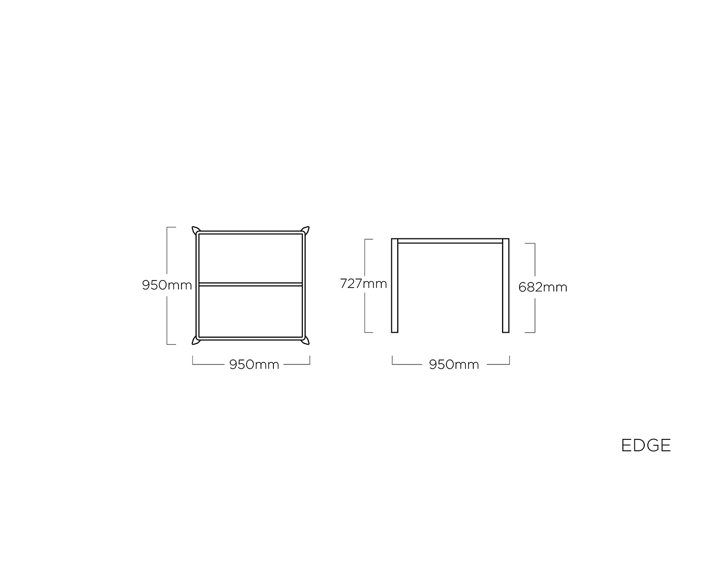 Kettler Gartenmöbelset 5-teilig, Forma II Multipositionssessel, Gartentischgestell Edge mit HPL Tischplatte 95 x 95 cm Anthrazit / Silber