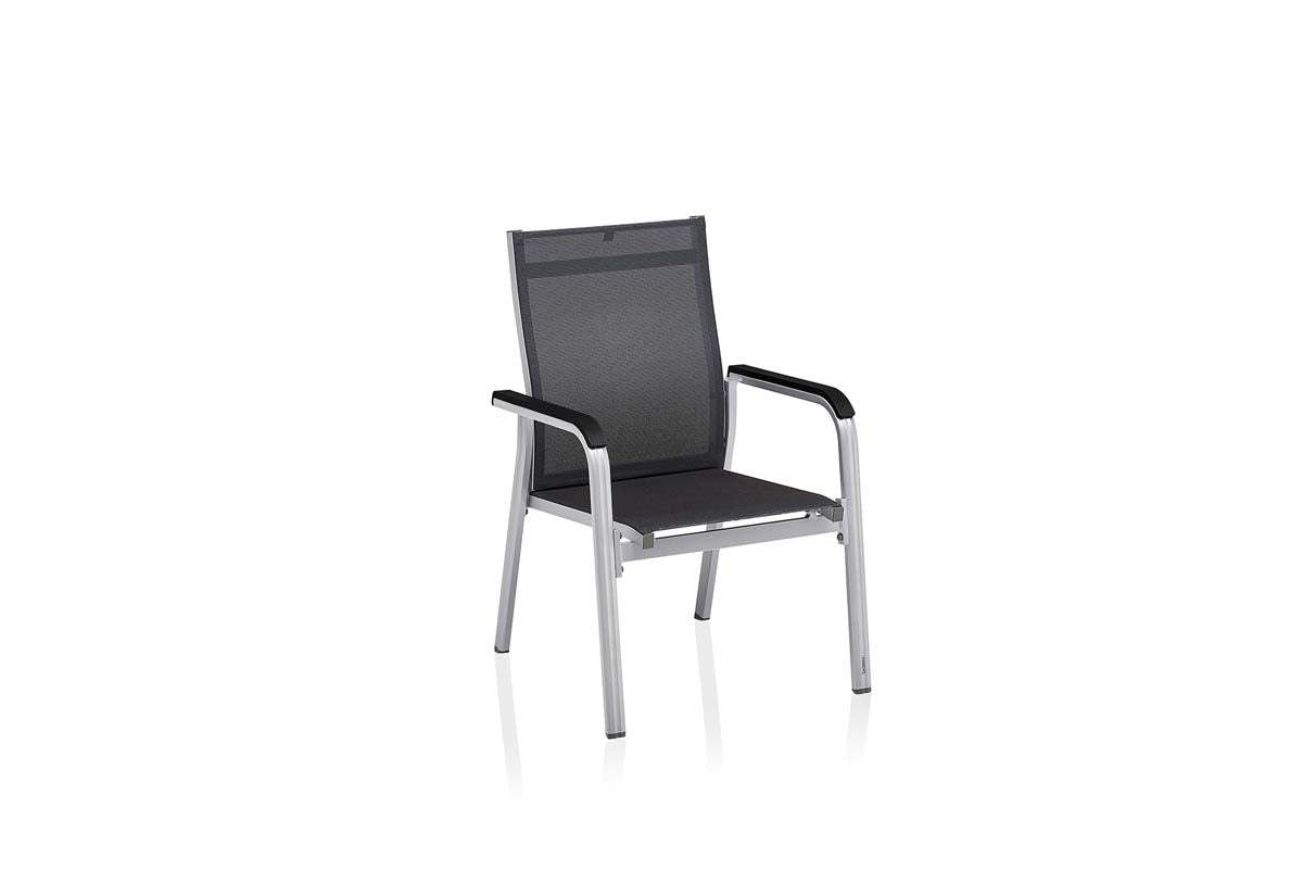 KETTLER BASIC + PREMIUM 4-er Set Stapelsessel Silber / Schwarz