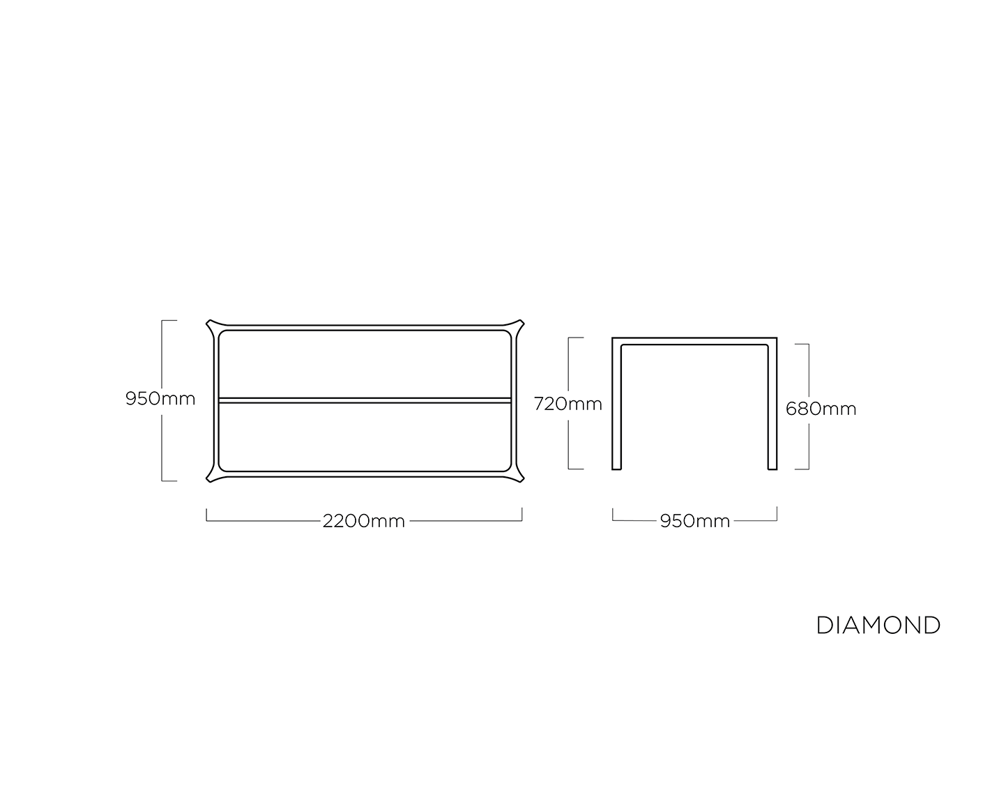 Kettler Diamond Tischgestell Größe wählbar Anthrazit