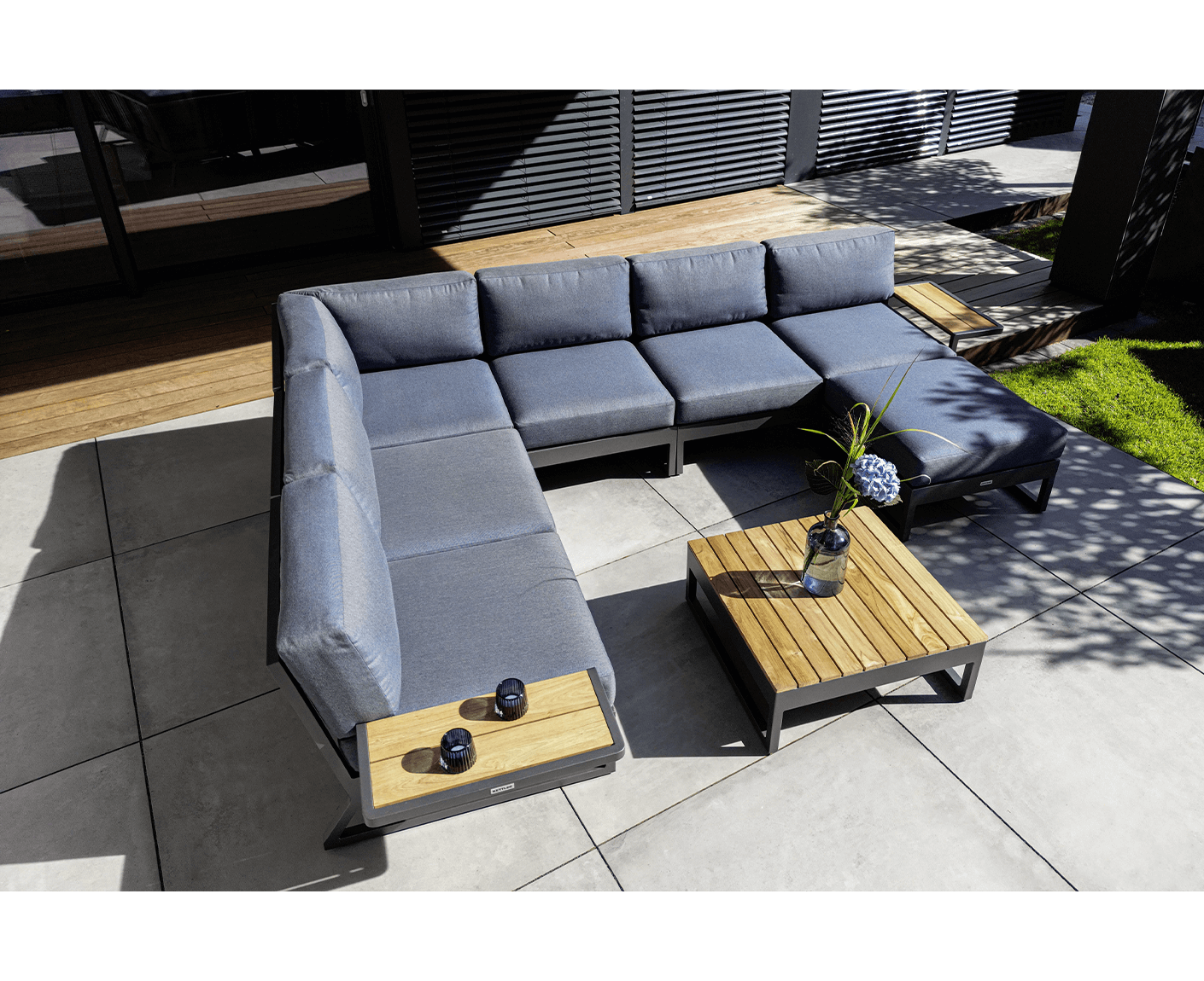 Kettler Ocean Skid Platform Gartenlounge Ecklounge mit Tisch Brisa / Anthrazit Matt