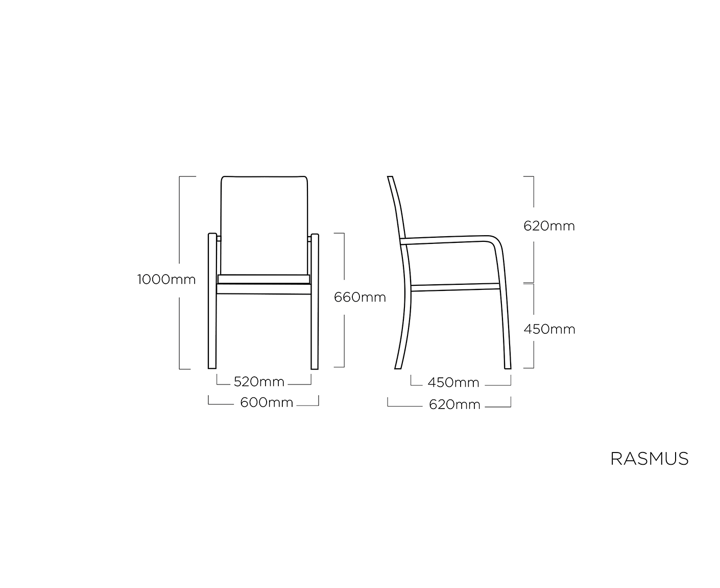 Kettler Gartenmöbelset 5-teilig, Rasmus Stapelsessel mit hoher Rückenlehne und Teakarmlehne gepolstert, Cubic Gartentisch mit HPL Tischplatte in Teakoptik mit Fräsung Silber / Grau