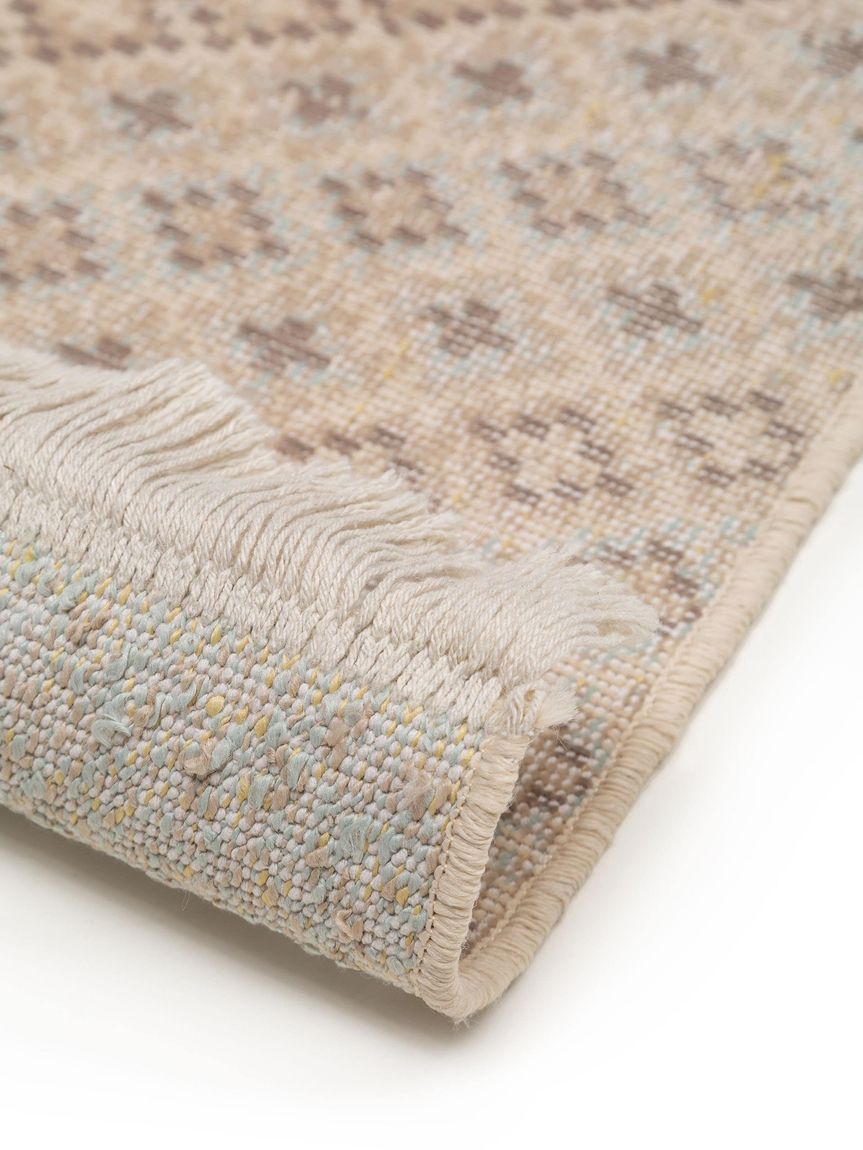 Läufer Folk 80x250 cm Beige / Blau