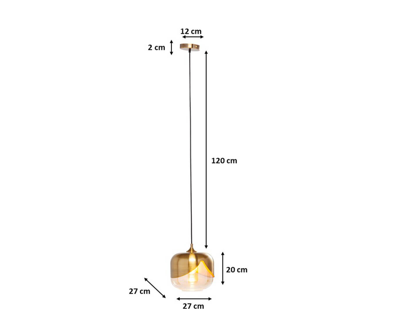 Hängelampe Hängeleuchte Deckenlampe Golden Goblet Ø 25 cm, Schwarz/Gold