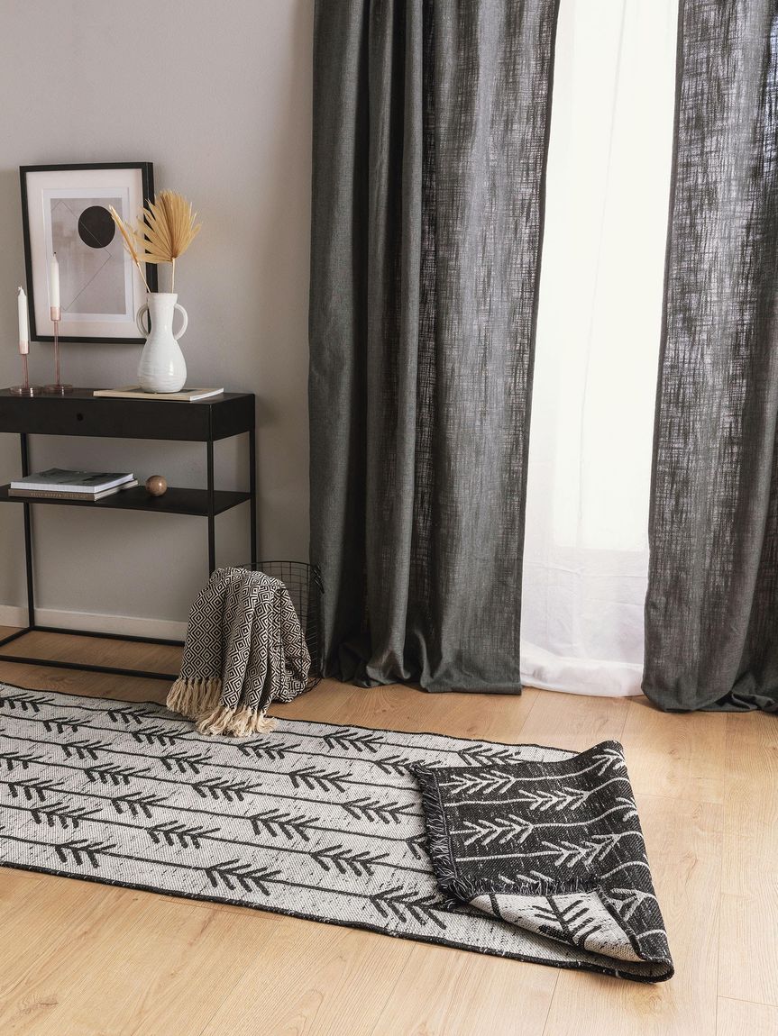 Teppich Läufer aus recyceltem Material Vigo 80x240 cm Beige / Schwarz