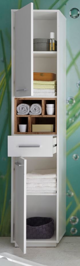 MILANO Hochschrank Weiß / Wildeiche
