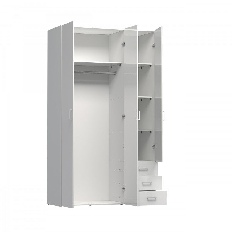 10632 Kleiderschrank SPACE Schrank Türenschrank Weiß Hochglanz