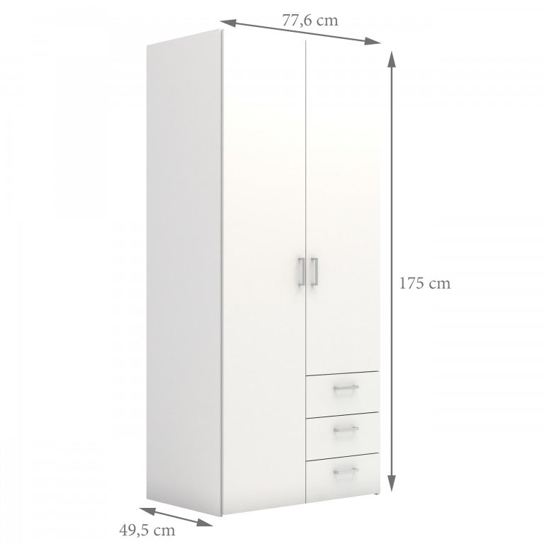 10640 Kleiderschrank SPACE Schrank Türenschrank Weiß