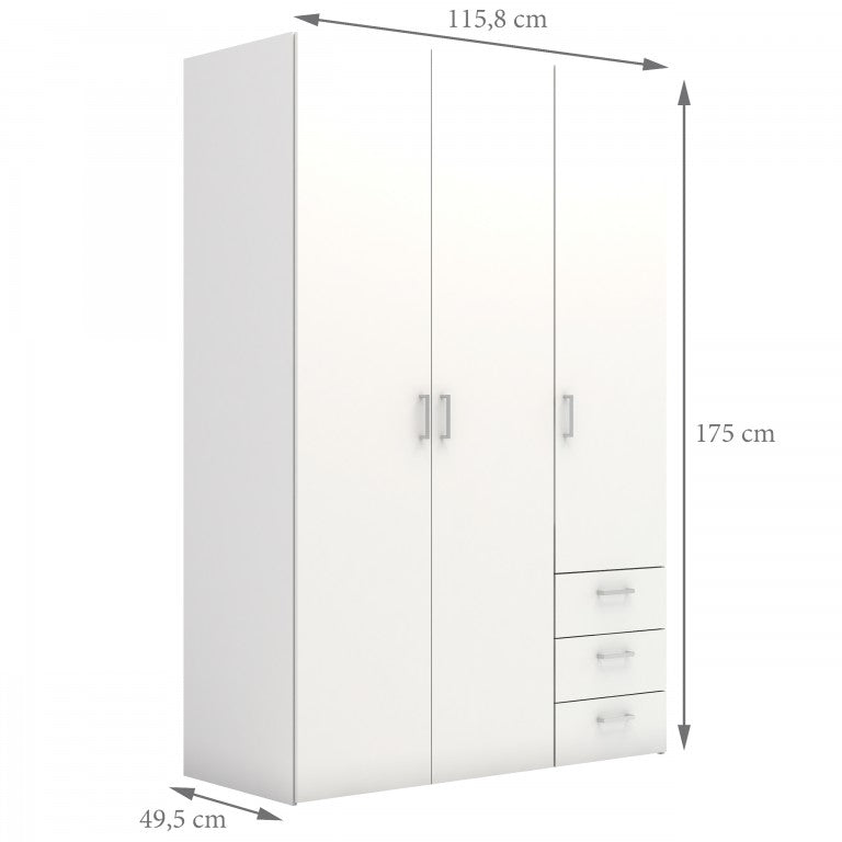 10641 Kleiderschrank SPACE Schrank Türenschrank Weiß