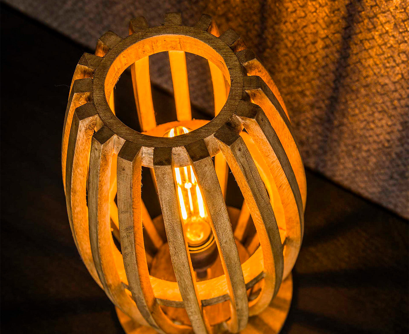 Tischlampe 1L Orbit / Massivholz Mango Natur