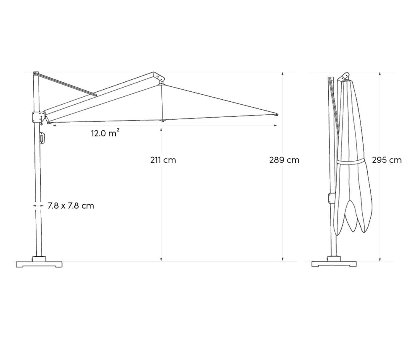 Platinum Ampelschirm ICON T1 Premium, 360° drehbar