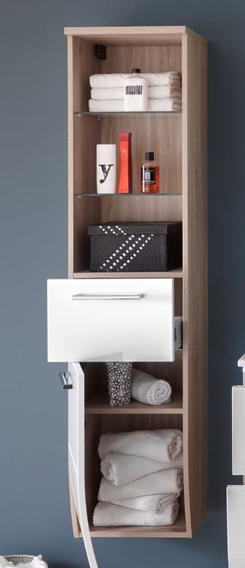 MIAMI Hochschrank / Hängeschrank Eiche Sonoma / Weiß