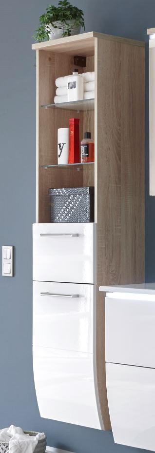 MIAMI Hochschrank / Hängeschrank Eiche Sonoma / Weiß