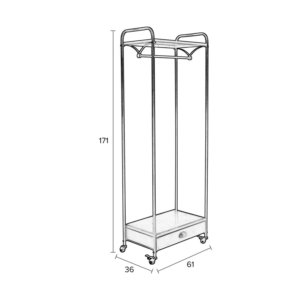 Bravo Garderobe mit Rollen Grau - Voelpe