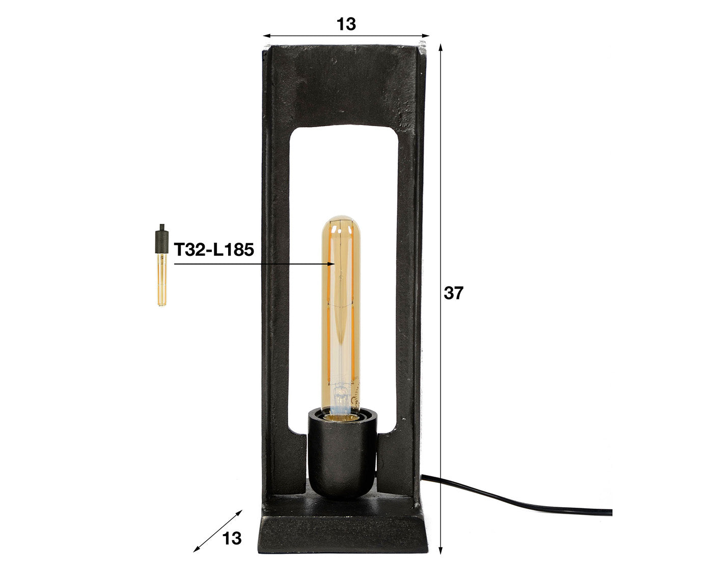 Tischlampe H-Form, Schwarz Nickel